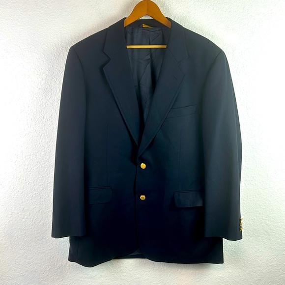 BROOKS BROTHERS Brooksease Wool Navy 2 Button Jacket with Gold Buttons Size 43R - Picture 2 of 11